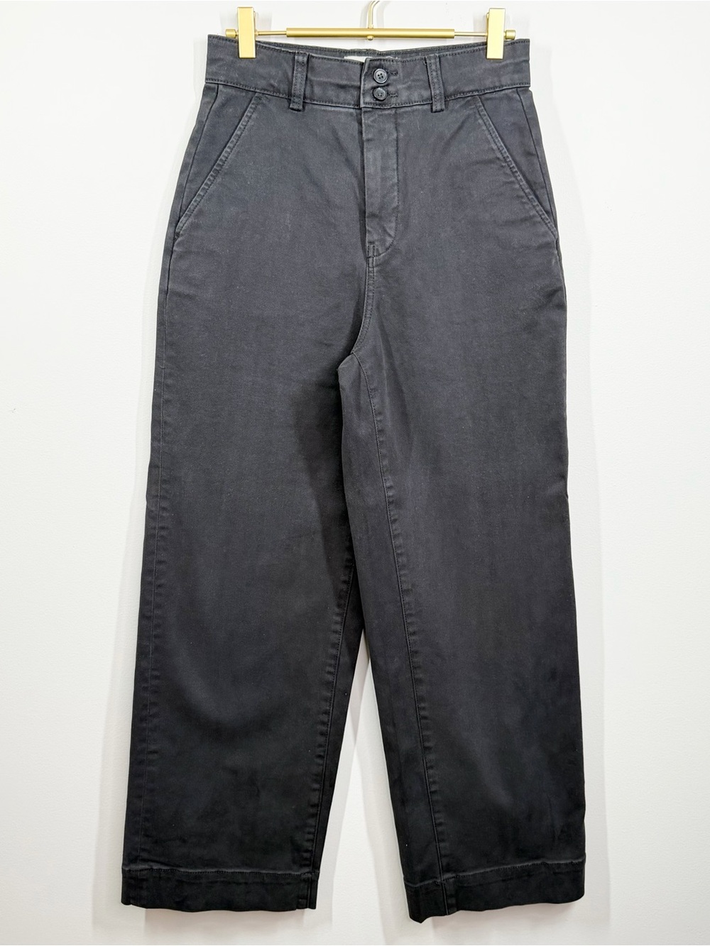 Everlane The Organic Crop Twill Wide-Leg Pant Washed Black Size 4